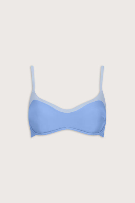 Contrast Underwired Bikini Top - Iris Blue