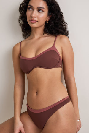 Contrast Underwired Bikini Top - Deep Rust