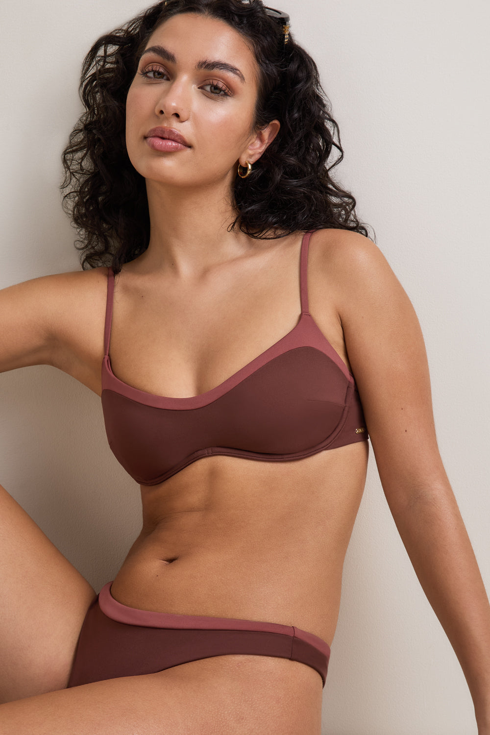 Contrast Underwired Bikini Top - Deep Rust