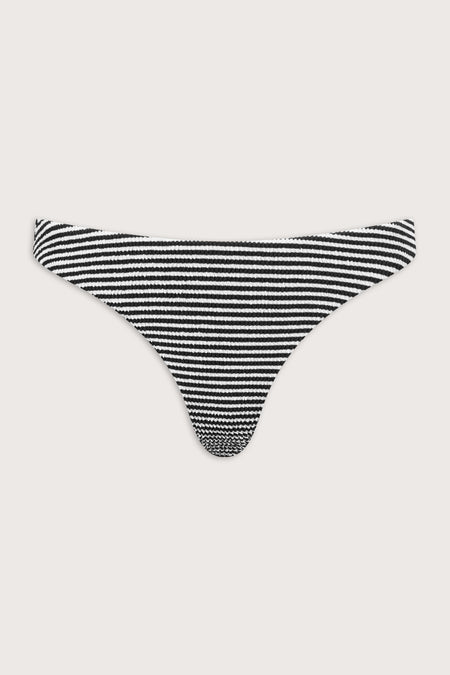 Crinkle Cheeky Bikini Bottom - Ivory / Black