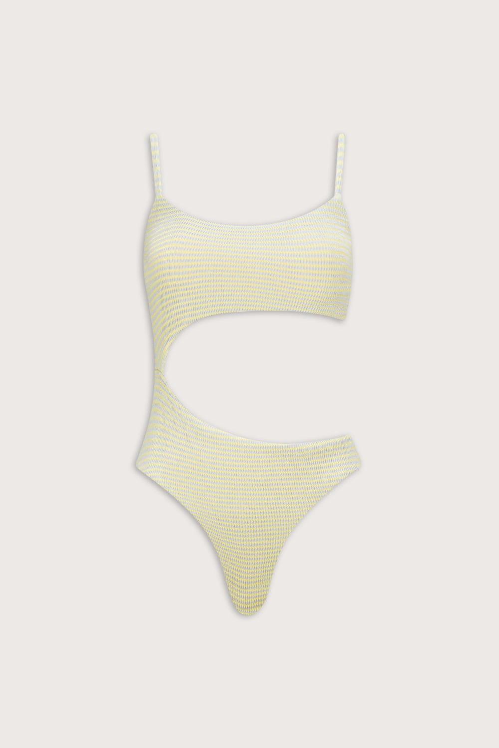 Crinkle Cut Out Swimsuit - Blue / Yellow
