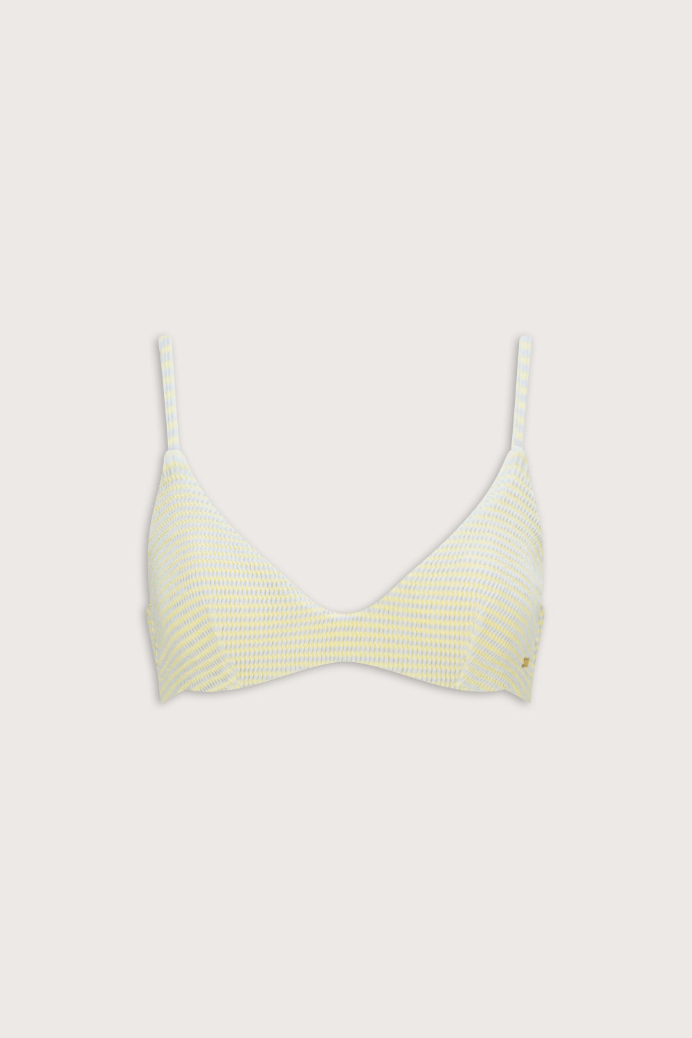 Crinkle Scoop Underwired Bikini Top - Blue / Yellow