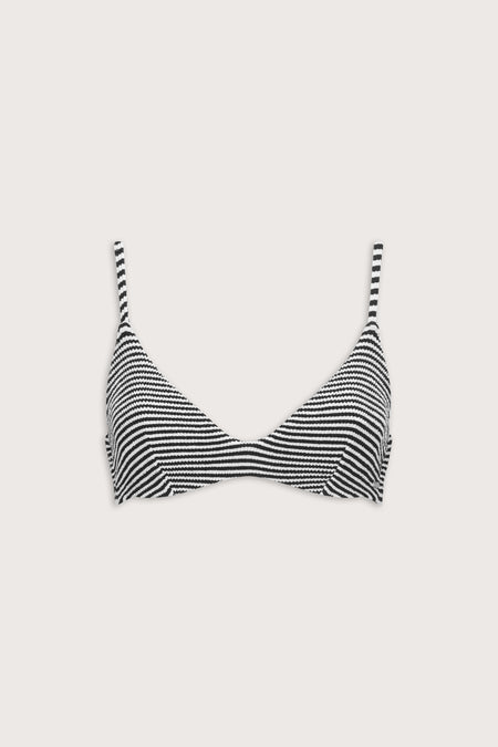 Crinkle Scoop Underwired Bikini Top - Ivory / Black
