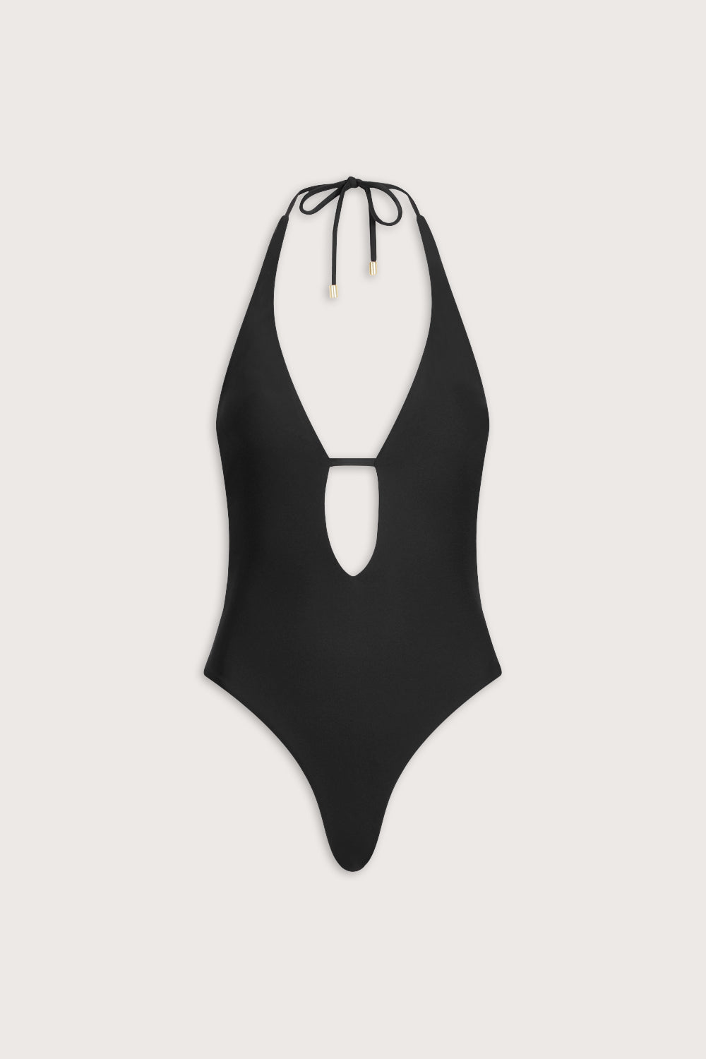 Multiway Halter Tie Back Swimsuit - Shadow Black