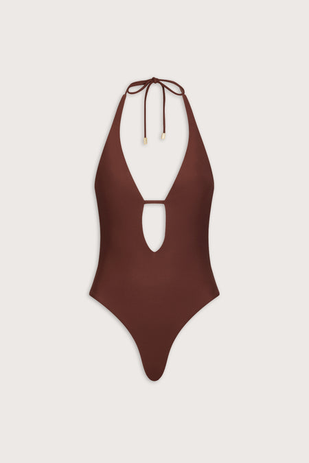 Multiway Halter Tie Back Swimsuit - Deep Rust