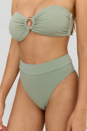 Tierra High Waisted Cheeky Bikini Brief - Sage