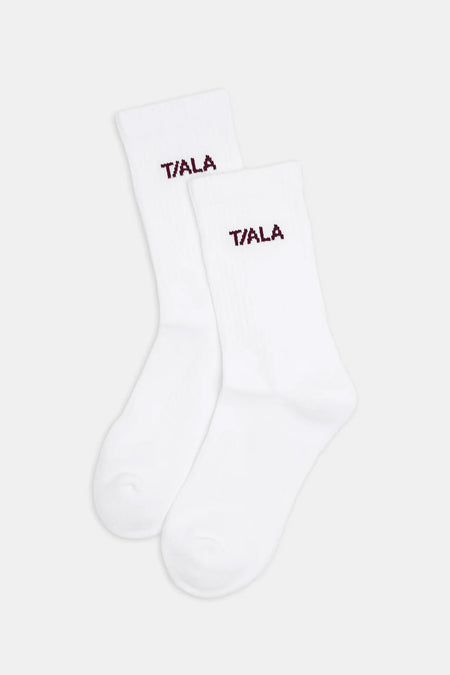 TALA Crew Socks 2 Pack - Ivory and Burgundy