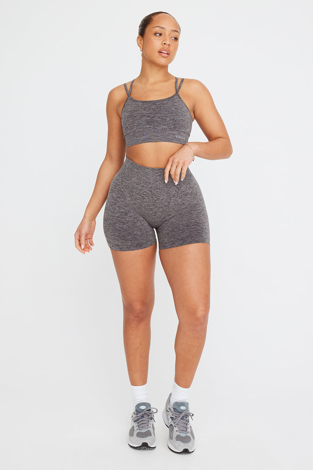 SCULPT SEAMLESS SCRUNCH CYCLING SHORTS - CHARCOAL MARL – TALA