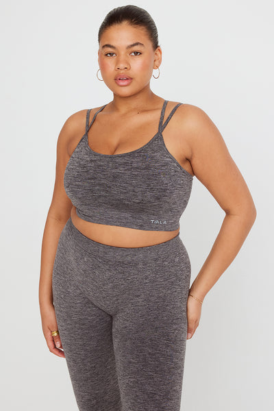 SCULPT SEAMLESS STRAPPY SPORTS BRA CHARCOAL MARL TALA