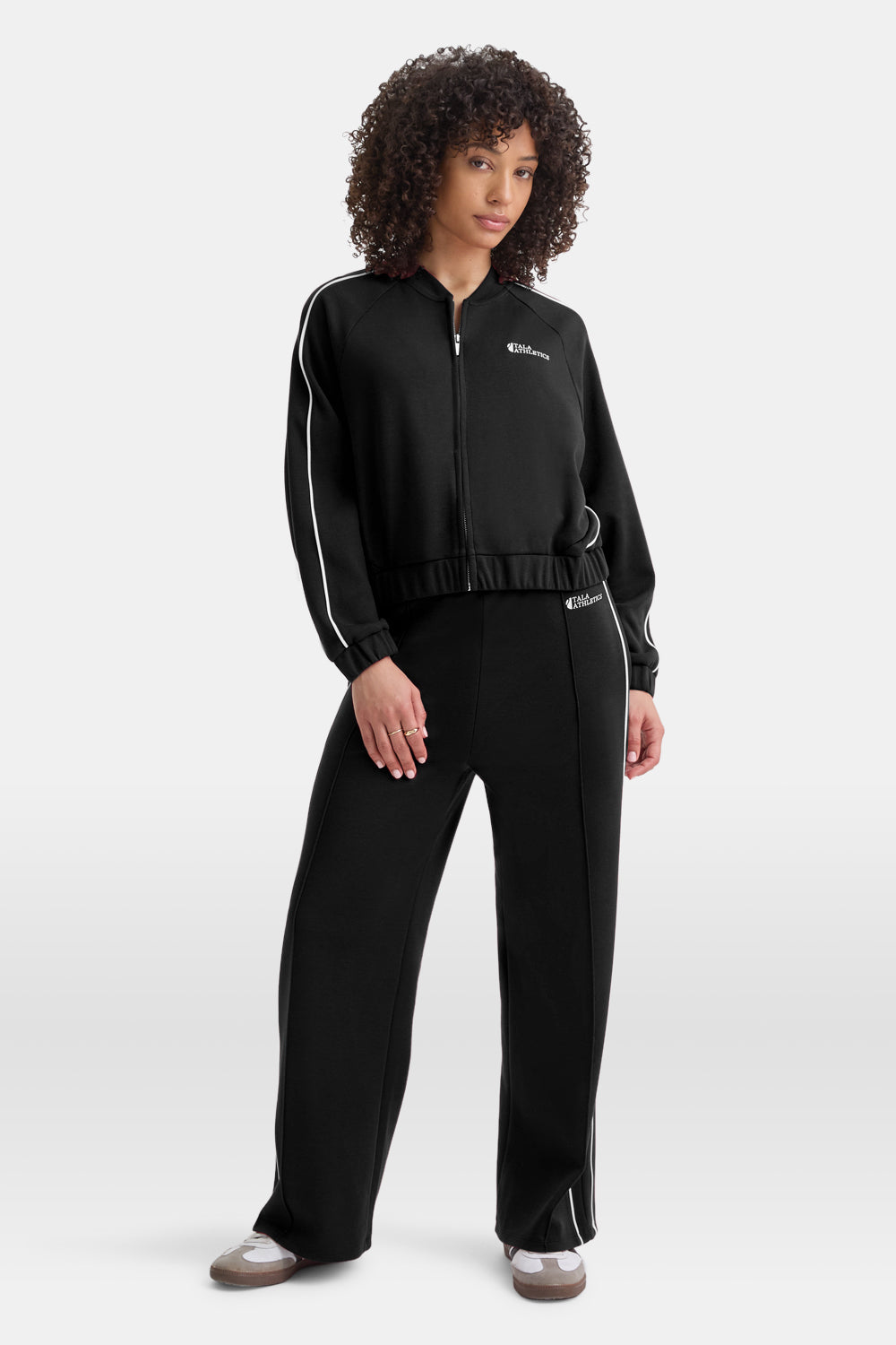 CONTRAST PIPING TRACK JACKET - SHADOW BLACK