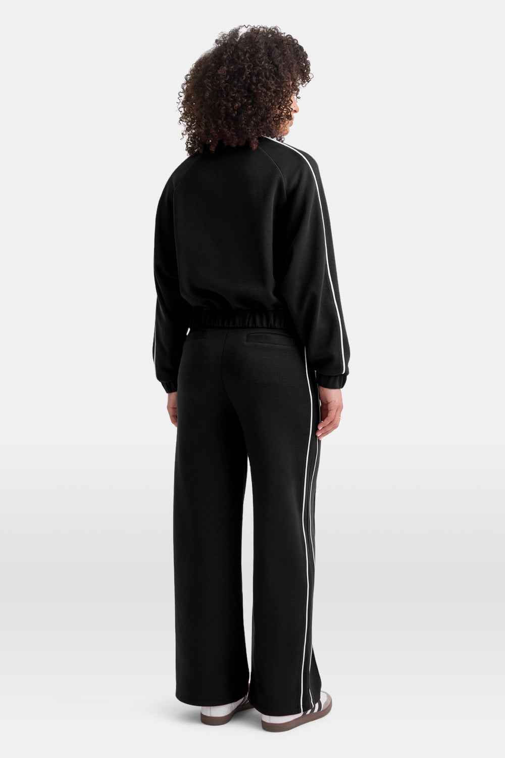 CONTRAST PIPING TRACK JACKET - SHADOW BLACK