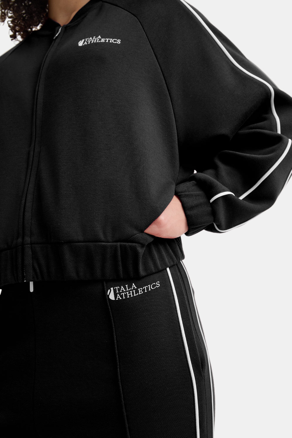 CONTRAST PIPING TRACK JACKET - SHADOW BLACK