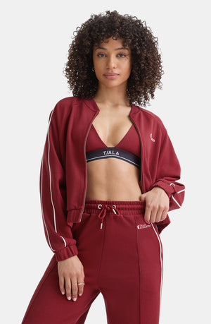 CONTRAST PIPING TRACK JACKET - VINTAGE RED