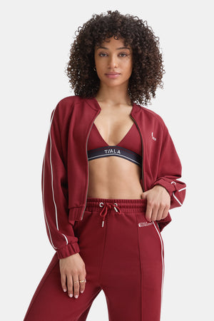CONTRAST PIPING TRACK JACKET - VINTAGE RED