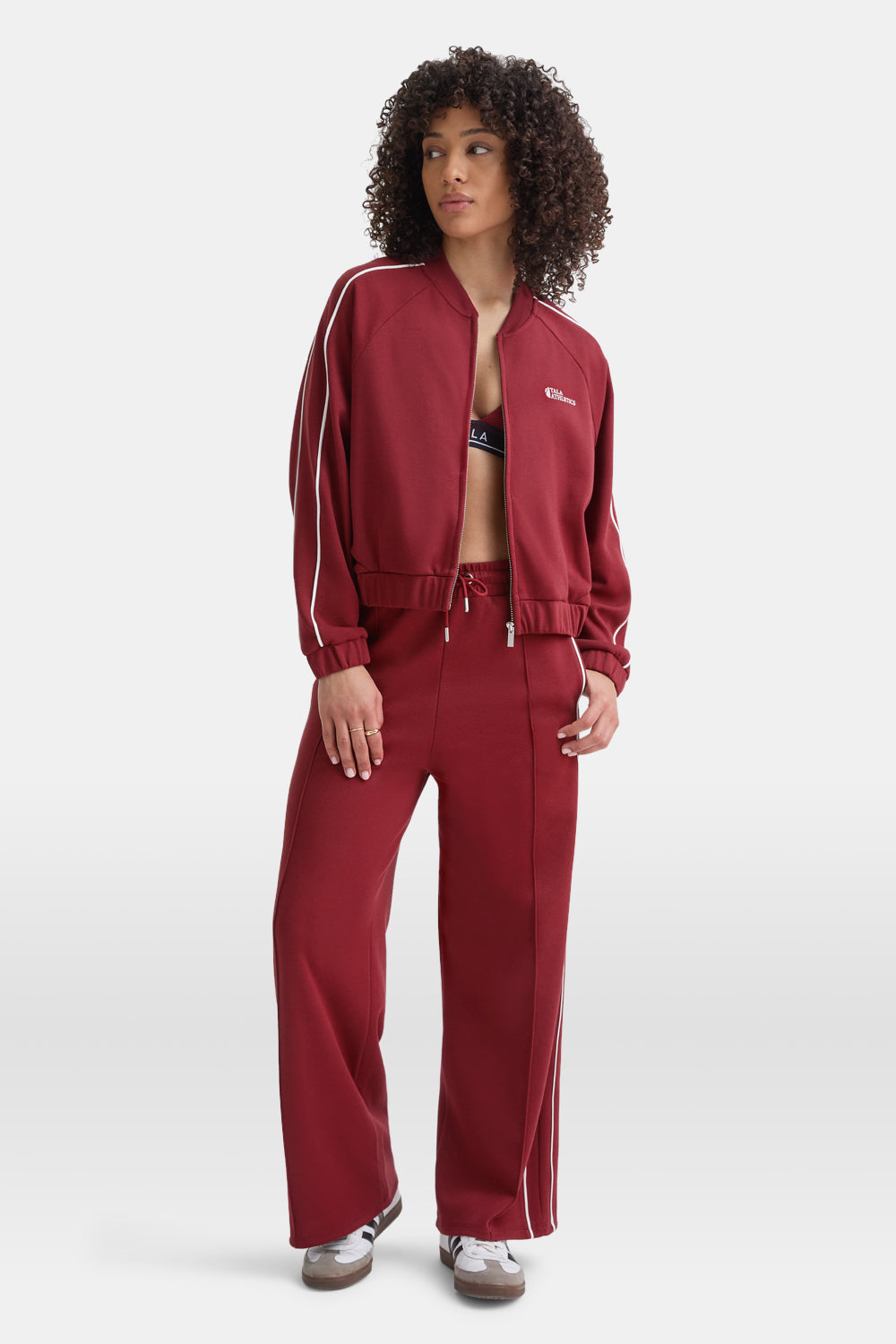 CONTRAST PIPING TRACK JACKET - VINTAGE RED