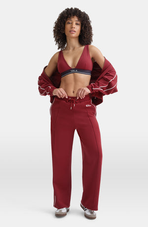 CONTRAST PIPING TRACK PANT - VINTAGE RED