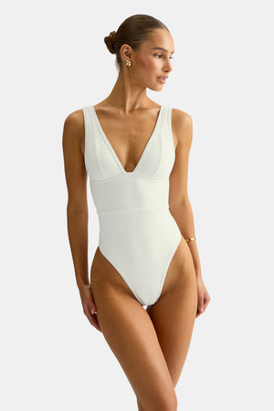 Plunge Swimsuit - White