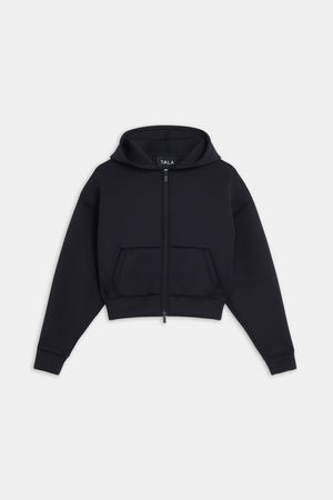 Scuba Zip Through Hoodie - Black