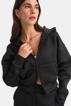 Scuba Zip Through Hoodie - Black