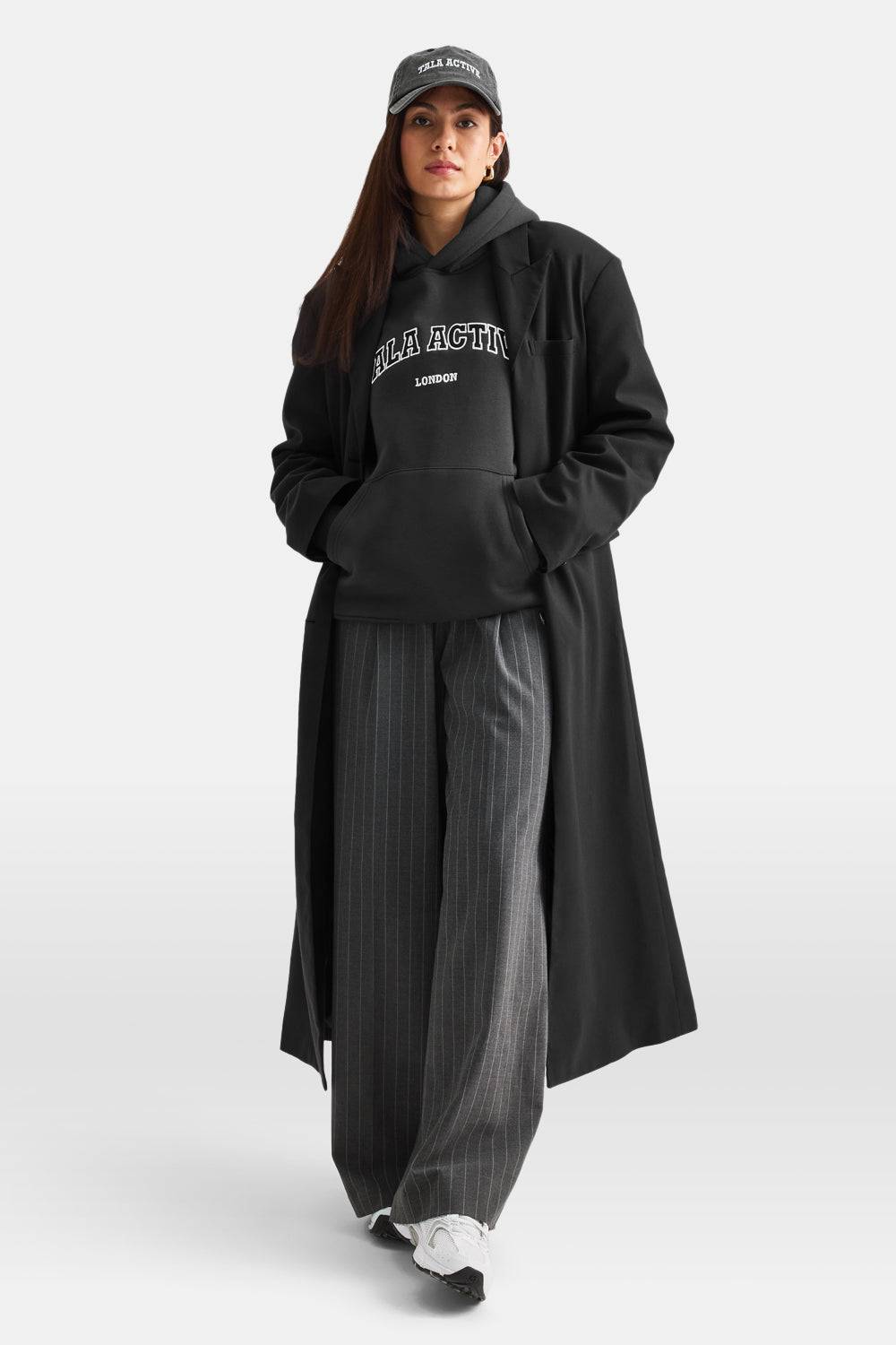 LONGLINE BLAZER COAT - BLACK