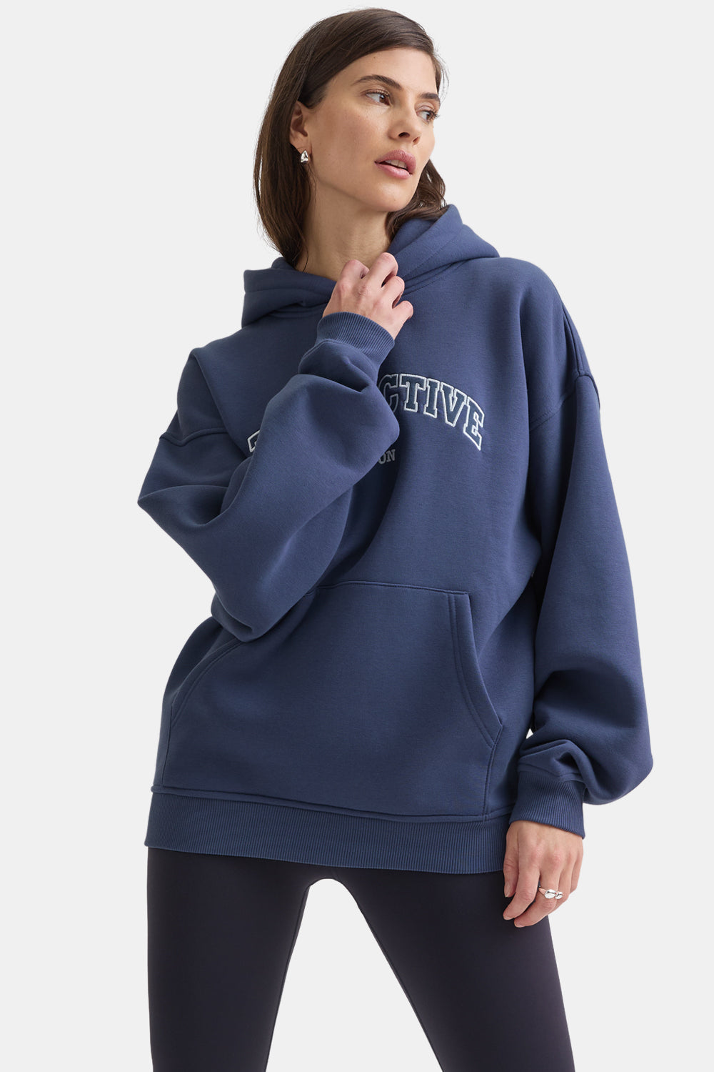 TALA ACTIVE APPLIQUE HOODIE - VINTAGE BLUE
