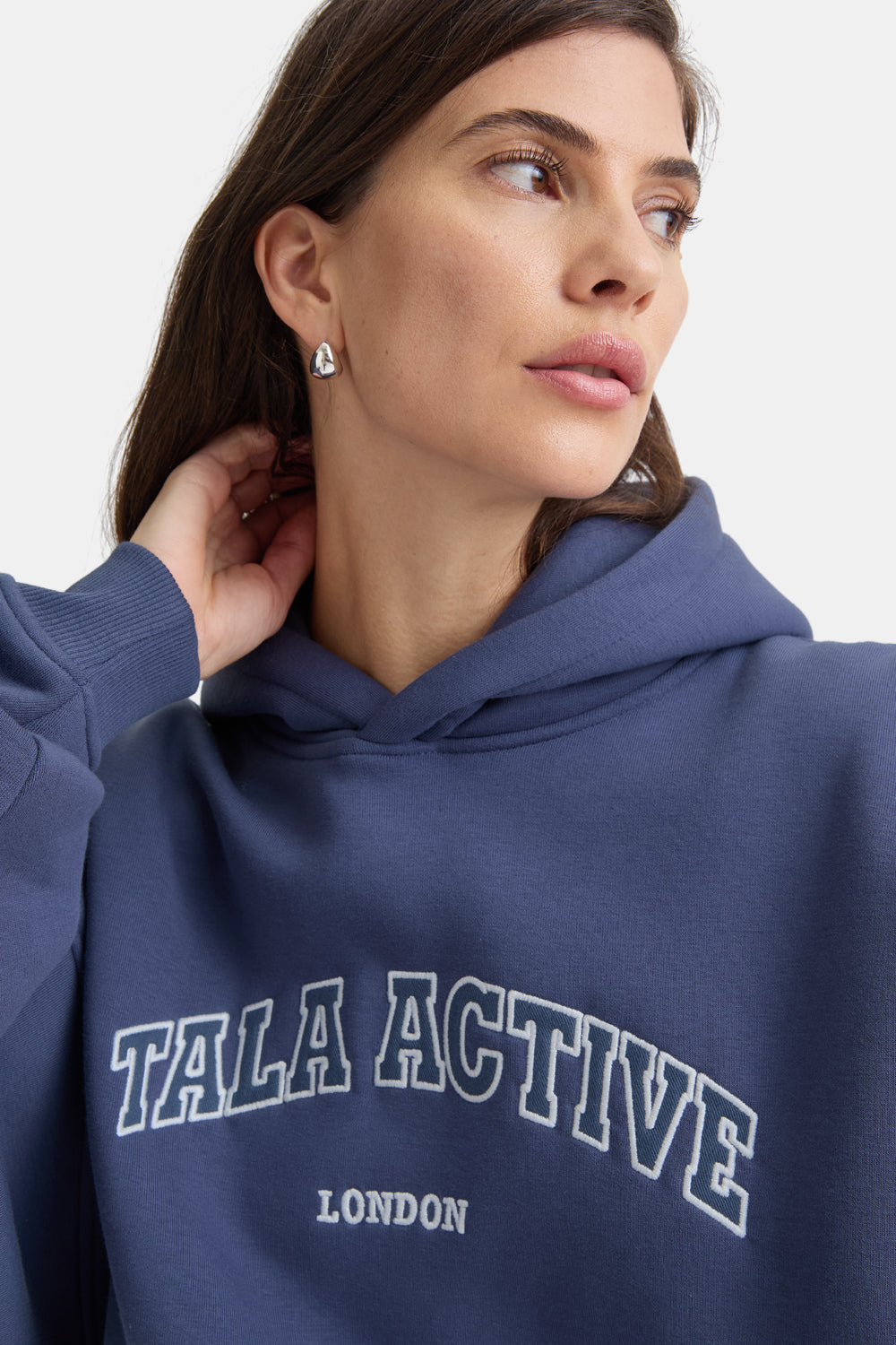 TALA ACTIVE APPLIQUE HOODIE - VINTAGE BLUE