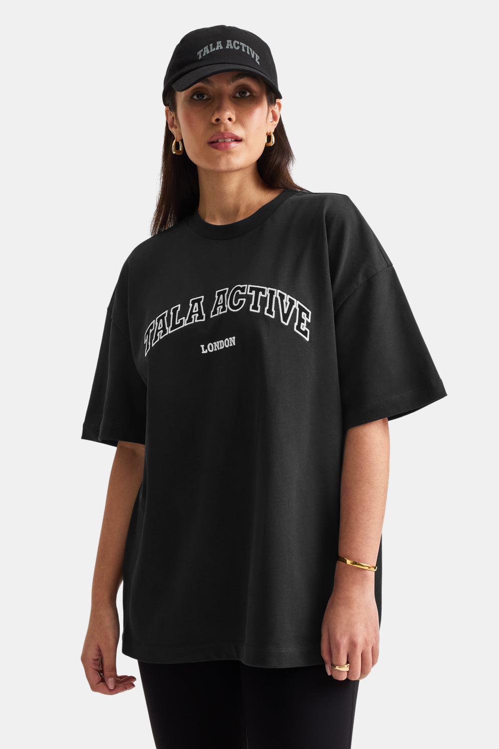 TALA ACTIVE APPLIQUE TEE - VINTAGE BLACK