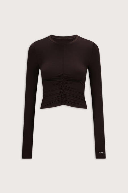 UltraLite Ruched Long Sleeve Top - Americano