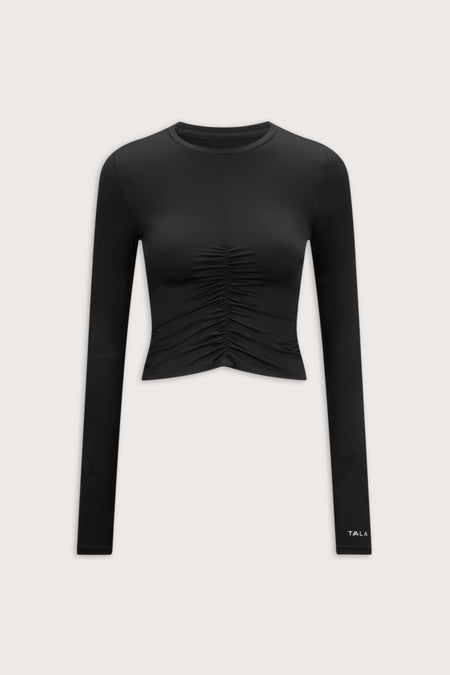 UltraLite Ruched Long Sleeve Top - Black