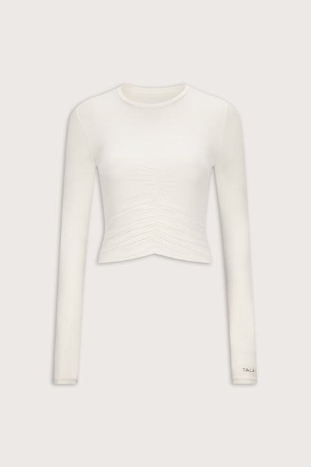 UltraLite Ruched Long Sleeve Top - Ivory