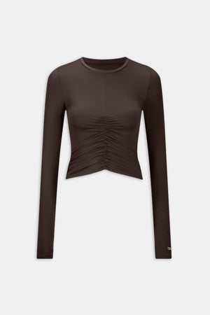 UltraLite Ruched Long Sleeve Top - Americano
