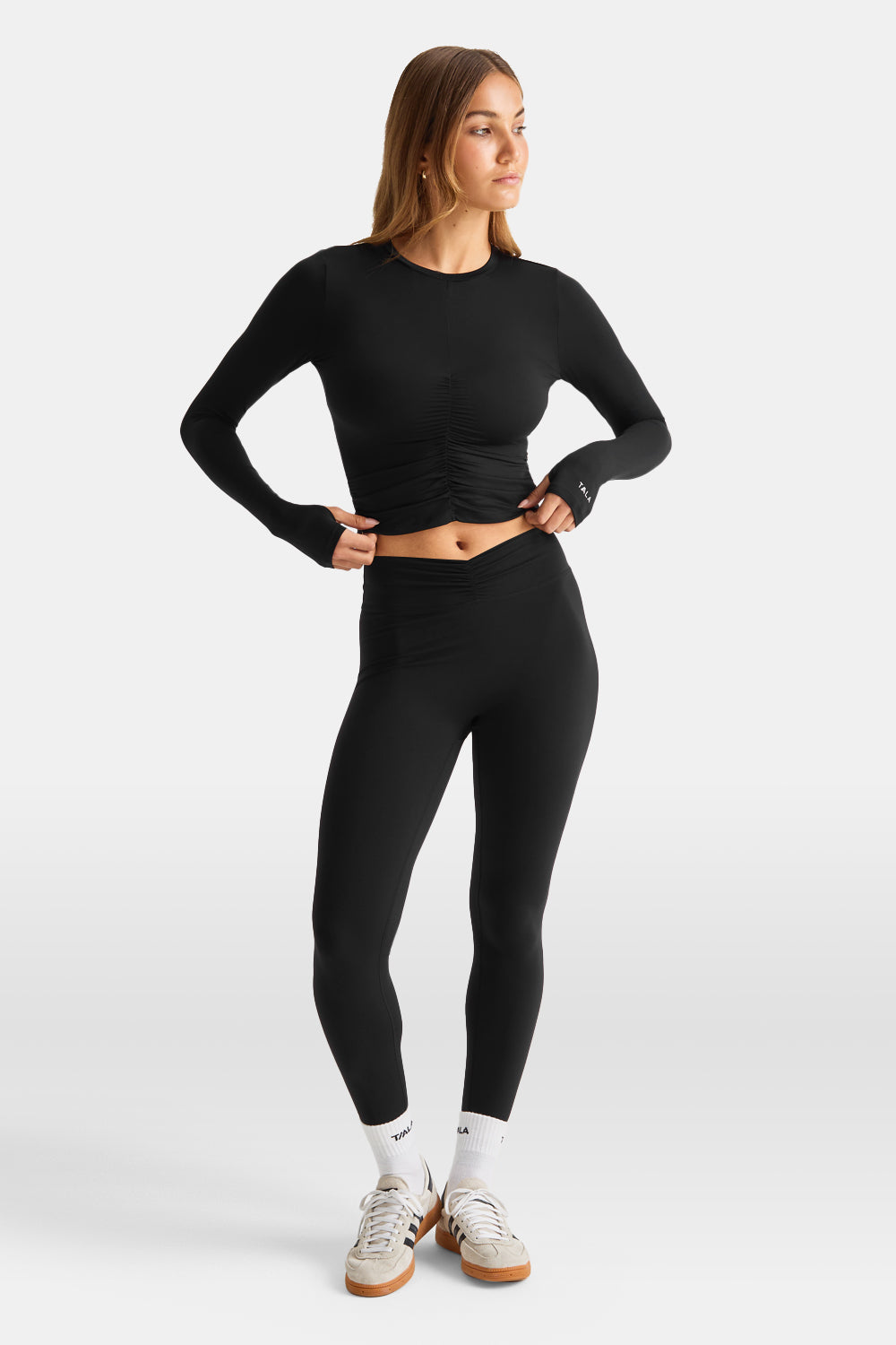 UltraLite Ruched Long Sleeve Top - Black