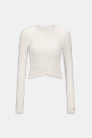 UltraLite Ruched Long Sleeve Top - Ivory