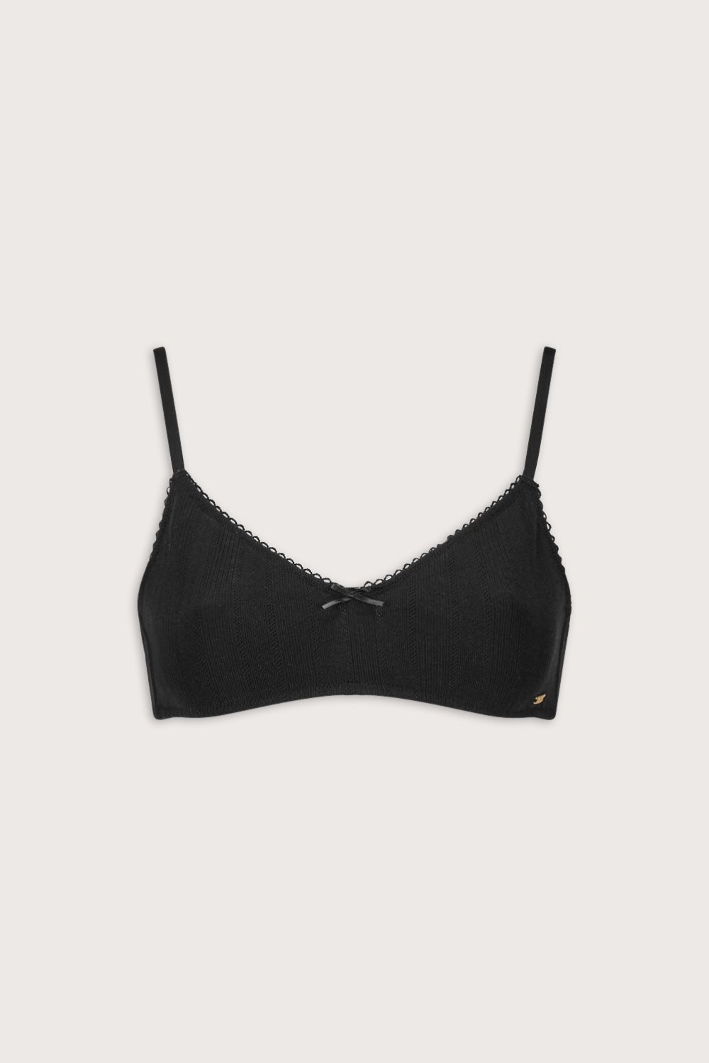 Pointelle Scoop Bra - Black