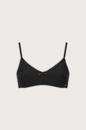 Pointelle Scoop Bra - Black