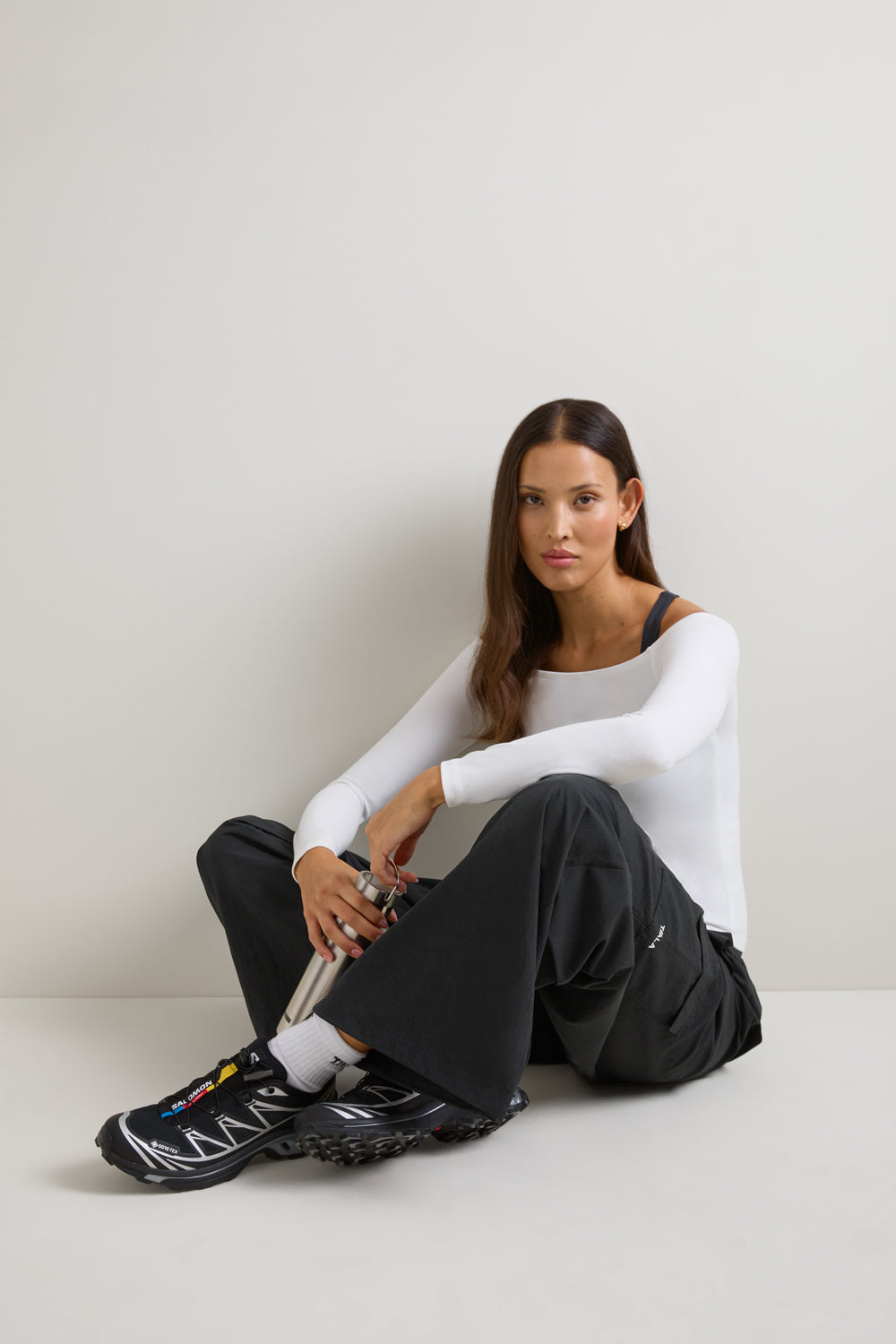 Wide Leg Adjustable Cargo Trouser - Black