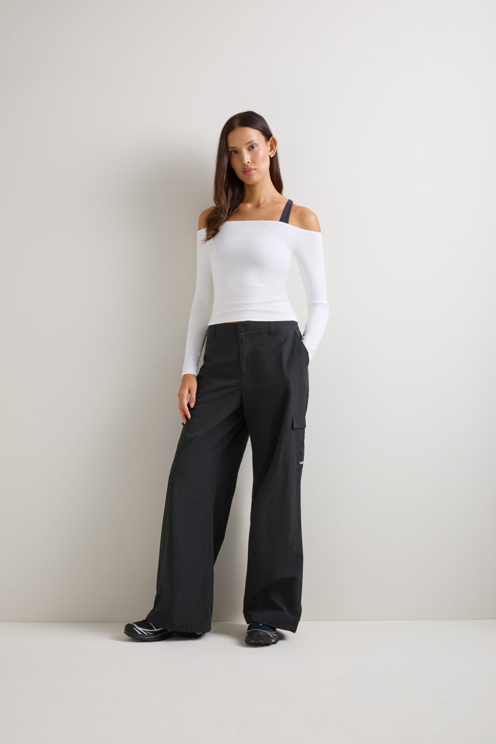 Wide Leg Adjustable Cargo Trouser - Black