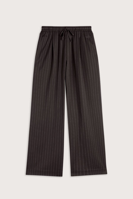 Drawstring Wide Leg Trousers - Americano Stripe