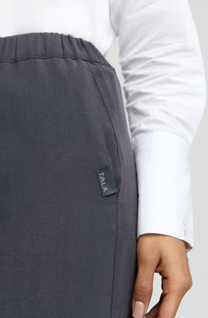 THE ESSENTIAL SOFT TAILORING WIDE LEG TROUSER - GRAPHITE