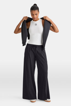 Everyday Tailoring Drawstring Trousers - Charcoal Grey Stripe