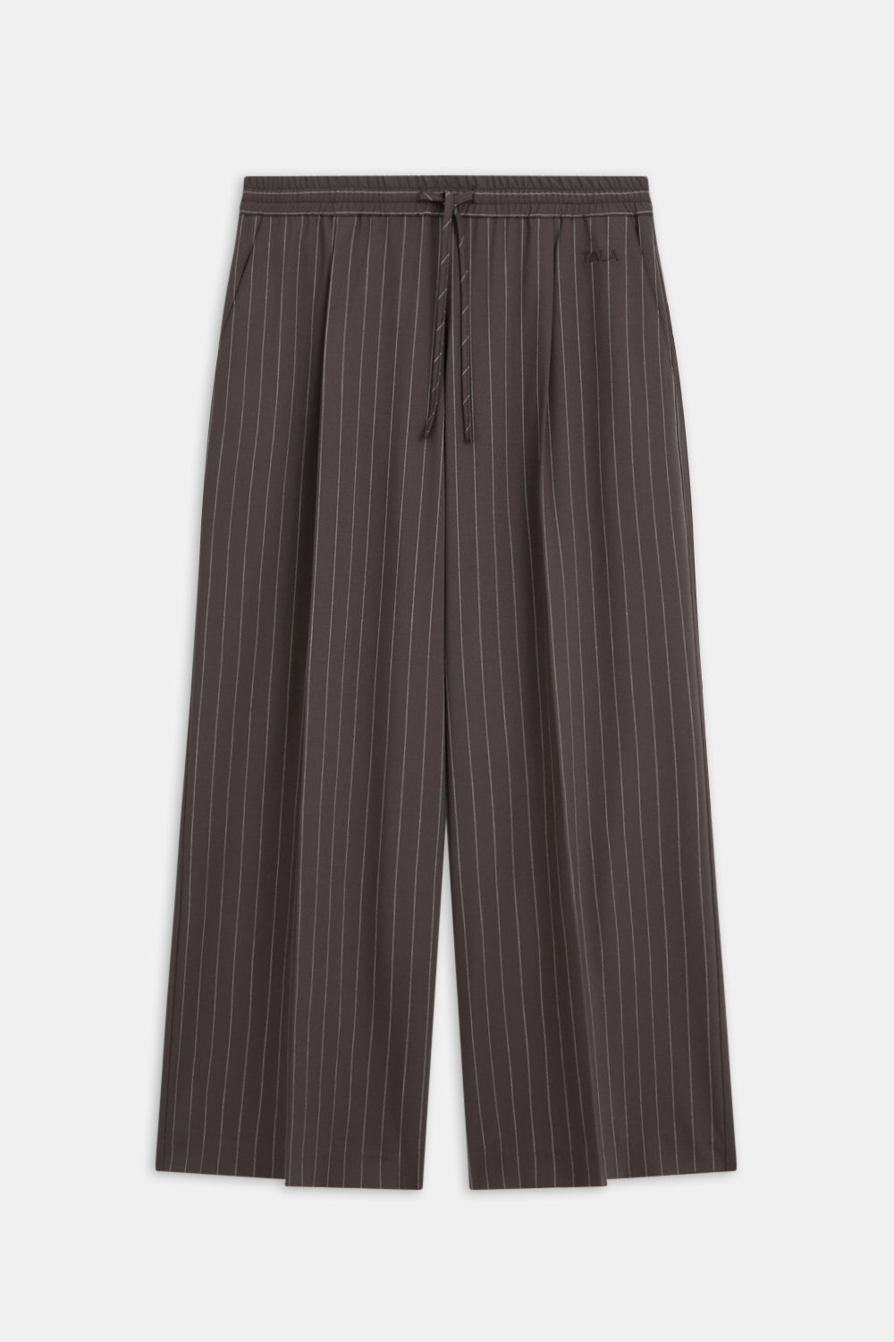 Everyday Tailoring Drawstring Trousers - Mocha Brown Pinstripe