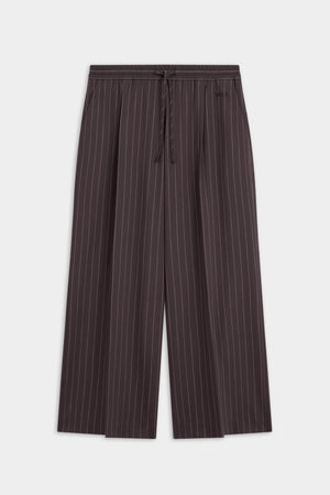 Everyday Tailoring Drawstring Trousers - Mocha Brown Pinstripe