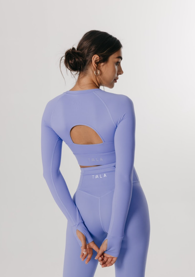 SKINLUXE CROP KEYHOLE LONG SLEEVE TOP - VIOLET