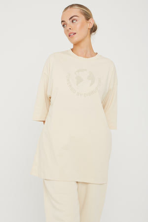 DISRUPTOR OVERSIZED GRAPHIC T-SHIRT- ECRU