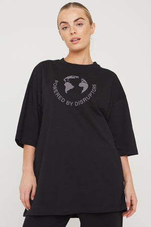 DISRUPTOR OVERSIZED GRAPHIC T-SHIRT- VINTAGE BLACK