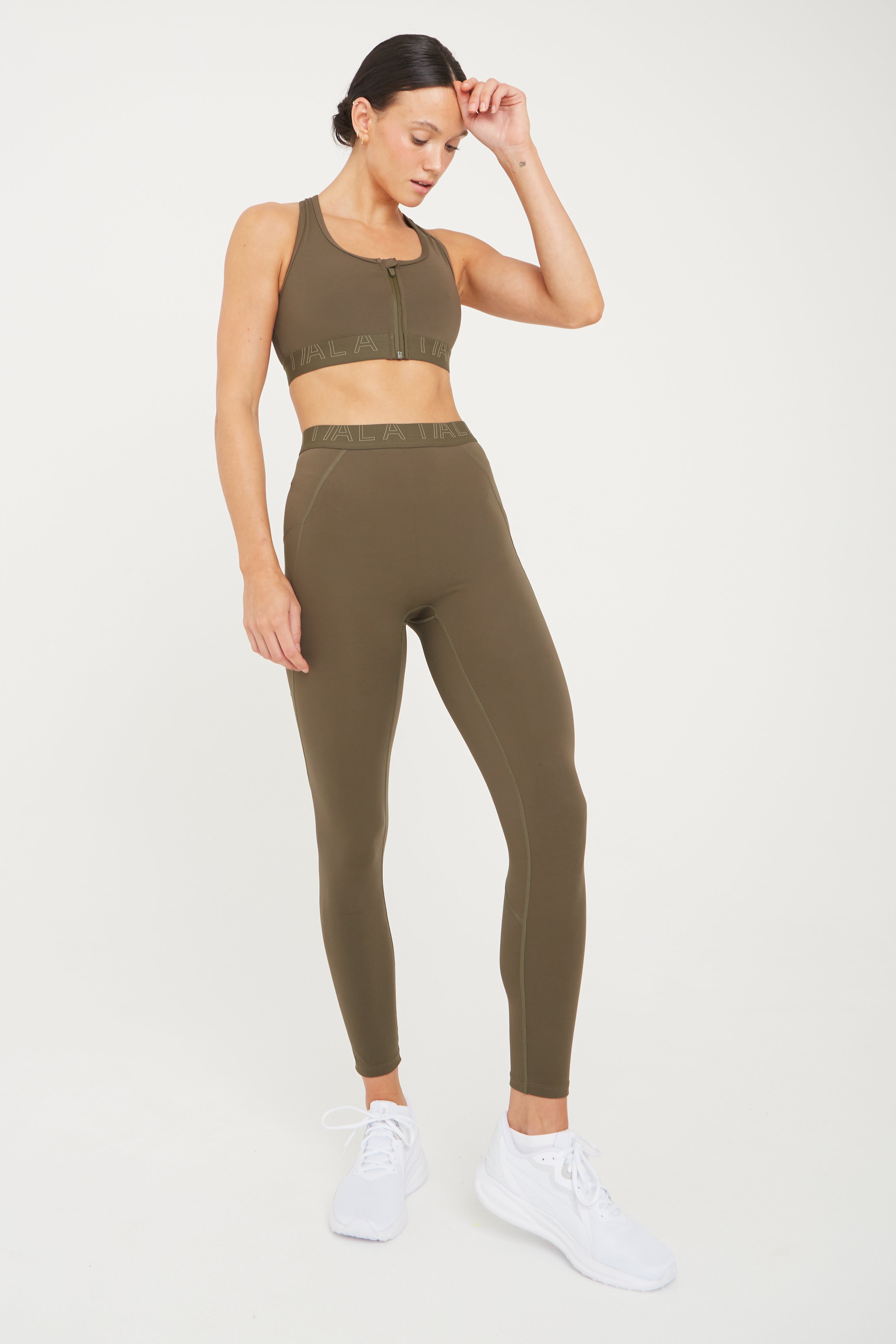 FormTech Zip Front High Support Sports Bra - Khaki