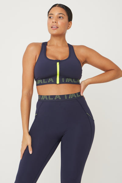 FORMTECH ZIP FRONT SPORTS BRA- NAVY