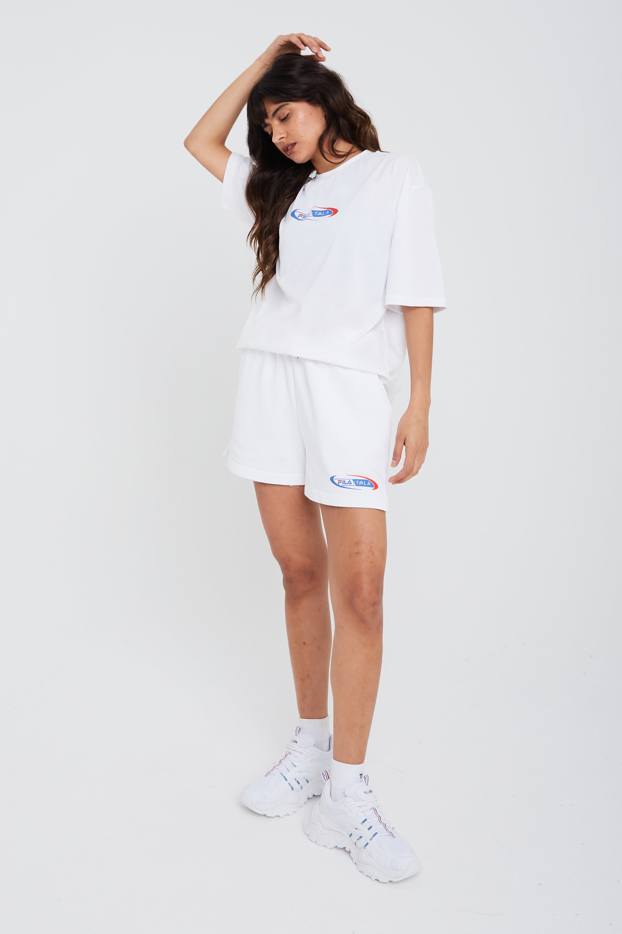 BRIGHT WHITE FILA X TALA SHORTS