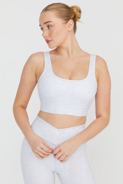 DAYFLEX SQUARE NECK SPORTS BRA - GREY MARL