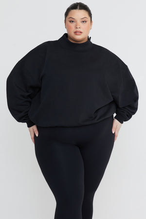 OFF DUTY MOCK NECK CLUB SWEATSHIRT - BLACK